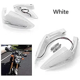 AOW Motorcycle Handguards with Led Light for 7/8 inch Grips - 300 * 140 * 110mm (White) Folding Type Universal for All Bikes TY-43-40