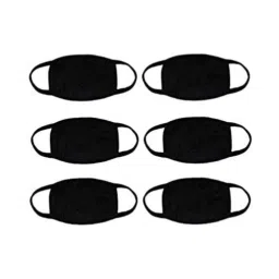 Viva City Black Cotton 3 Layered Protection Anti-Pollution Mask (Pack of 6)-image-2