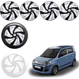 Auto Pearl 4 Pcs 13 inch Black &a; Silver ABS Press Type Hubcap Wheel Cover Set with Retention Ring for Maruti Suzuki Wagon R Stingray-image-14