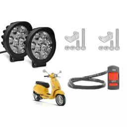 Cartronics 2 Pcs 9 Round Cap LED Fog Light Set with On/Off Switch for Piaggio Vespa Elegante 150-picture-44