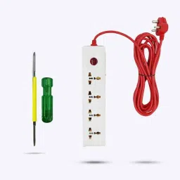Hillgrove HGCM305M1 10A 4 Socket 1 Switch White Power Extension Board with Philip 2-in-1 Screwdriver, HGCM576 image 2