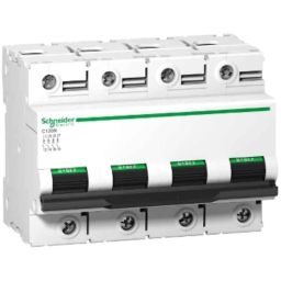 Schneider Electric Acti9 C120N 100A C-Curve Four Pole MCB, A9N18374, Breaking Capacity: 10 kA-0