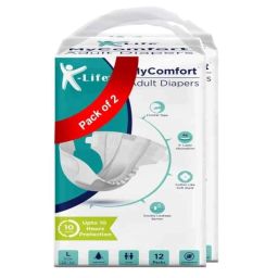 K-Life 12 Pcs 38-54 inch Cotton Pant Style Adult Diapers Set, Size: L (Pack of 2)-image-42