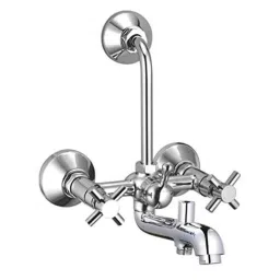 IRIS CAST1 Brass Chrome Finish 3-in-1 Wall Mixer with Provision for Overhead Shower &a; 125mm Long Bend Pipe-picture-15