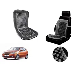 Auto Pearl PU, Velvet &a; Wooden Beads Grey Rectangular Seat Cushion for Fiat Palio-picture-9