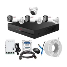 CP Plus 2.4MP Full HD Audio Indoor &a; Outdoor CCTV Combo Kit with 4Ch DVR, 3 Bullet 1 Dome Camera, 4Ch SMPS, 70m Cable, 500GB HDD &a; Connector-45