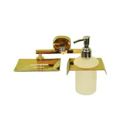 Riya Stainless Steel J4 Gold Soap Dish &a; Liquid Soap Dispenser Combo (Pack of 4)-picture-30