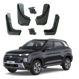 SureStrive 4 Pcs PVC Cup Type Front &a; Rear Mud Flap Set for Hyundai Creta 2024 Onwards Model-38