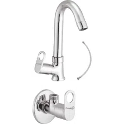 Prestige Prime 3 Pcs Brass Chrome Finish Swan Neck Basin Tap, Connection Pipe &a; Angle Cock Set-image-98