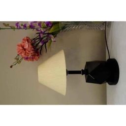 Tucasa Metal Table Lamp with LED in Base with Off White Polycotton Shade, P9-B-1-1