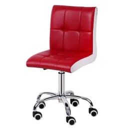 Da Urban Bion Red &a; White Fabric &a; Foam Stool Chair with Wheels &a; Low Back-picture-4