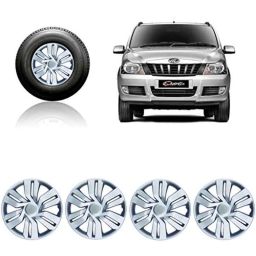 Auto Pearl 4 Pcs 15 inch Silver Wheel Cover Set for Mahindra Quanto-34