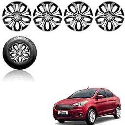 Auto Pearl 4 Pcs 14 inch Black ABS Press Type Hubcap Wheel Cover Set with Retention Ring for Ford FigoAspire-picture-27