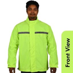 AllExtreme Neon Green Polyester Fabric PU Coated Riding Jacket with Full Sleeves for Men, Size: S-image-89