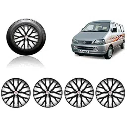 Auto Pearl 4 Pcs 13 inch ABS Black &a; Silver Press Type Fitting Car Wheel Cover Set for Maruti Suzuki Versa-32