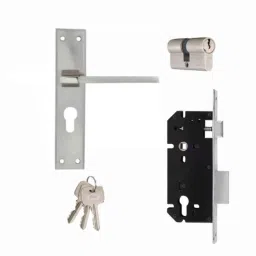 Godrej NEH 240mm Zinc Alloy Satin Steel Finish Door Handle Set with Lock 7109-picture-27