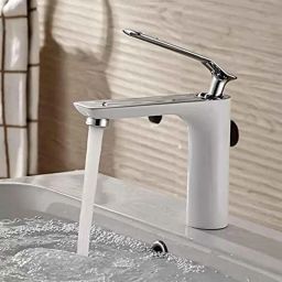 ZAP Brass Hot &a; Cold Basin Mixer Faucet Tap with White Body &a; Chrome Handle-24