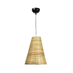 Tucasa Iron Cane Pendent Light with Light Brown Cane Shade, HG-09-image-71