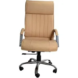 KDF Mart Upholstery Fabric Cream Medium Back Adjustable Executive Swivel Chair with Back Support, MIS167-23