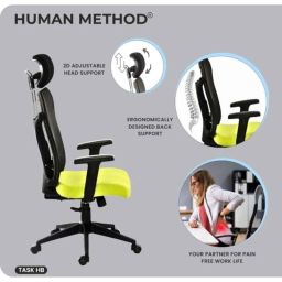HUMAN METHOD TASK HB High Back Nylon Green Ergonomic Chair with Multi Lock, HMKR01-PR image 2