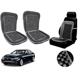 Auto Pearl PU, Velvet &a; Wooden Beads Grey Rectangular Seat Cushion for BMW 7 Series (Pack of 2 )-image-26