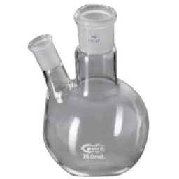 Glassco 500ml White Printing 3.3 Boro Glass Round Bottom Flask with Angular Two Neck, 059.202.09-21
