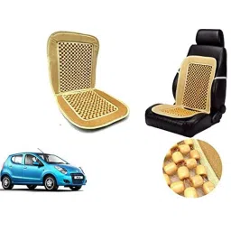 Auto Pearl PU, Velvet &a; Wooden Beads Beige Rectangular Seat Cushion for Maruti Suzuki A-Star-picture-5