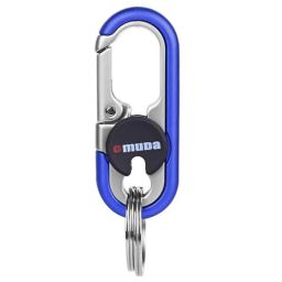 AllExtreme 3746A-N Stainless Steel Blue Oval Design Belt Hook Locking Keychain with 2 Rings for Car &a; Bike-image-15