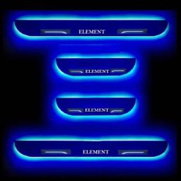 Car Accessories Hub 4 Pcs Acrylic Black Sill Scuff Plate Set with Blue LED for Honda Element All Model-image-15