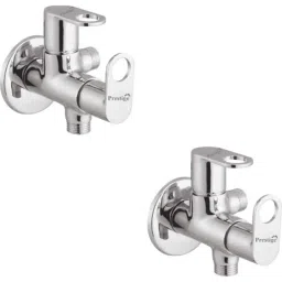 Prestige Prime Brass Chrome Finish Silver 2 Way Angle Cock with Wall Flange (Pack of 2)-image-87