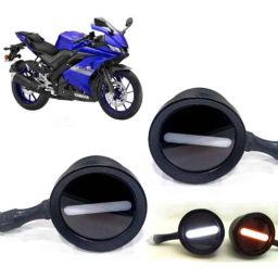 Auto Pearl 2 Pcs 12V Black Bike Front LED Indicator Light Set for Yamaha YZF R15, F509-picture-39