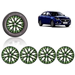 Auto Pearl 4 Pcs 14 inch ABS Black &a; Green Press Type Fitting Car Wheel Cover Set for Maruti Swift Dzire 2017-13