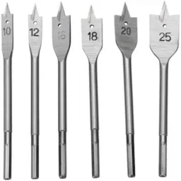 Malfah Enterprises 6 Pcs 150mm Hex Shank Trishul Type Flat Wood Bit Set-picture-0