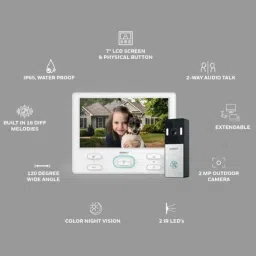 Impact by Honeywell I-HVDP-SB01 Analog Video Door Phone with 7 inch TFT LCD Screen, 2-Way Audio Talk, Color LED, Inbuilt Mic &a; Loudspeaker image 4
