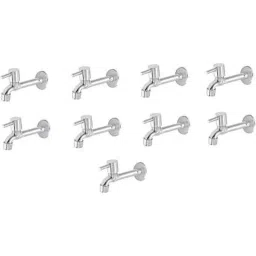 Spazio Smartbuy Stainless Steel Chrome Finish Turbo Collection Long Body Bib Cock with Wall Flange (Pack of 9)-picture-8