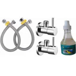 Senkiddpro Turbo 2 Pcs Stainless Steel Chrome Finish Angle Cock &a; Connection Pipe &a; Tap Shiner Combo-image-38