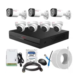 CP Plus 2.4MP Full HD Audio Indoor &a; Outdoor CCTV Combo Kit with 8Ch DVR, 4 Dome 3 Bullet Camera, 8Ch SMPS, 70m Cable, 2TB HDD &a; Connector-17