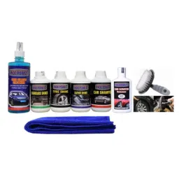 Indopower Ff1153 Car glass Cleaner, Dashboard Shiner, Tyre Shiner, , Leather Shiner, Car Shampoo, Scratch Remover, Car Cloth , All Tyre Cleaning Brush Kit, AHh1157-11