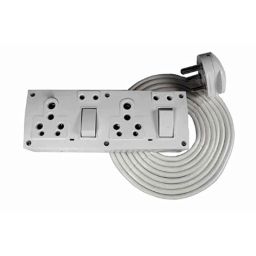 Elegant Casa 16A 5+5 Pin Polycarbonate White Multi Purpose Power Plug Extension Board with Individual 2 Switch &a; 5m Wire Cable-22