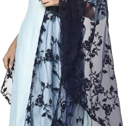 Net Embroidered Dark Blue Women Dupatta-picture-7