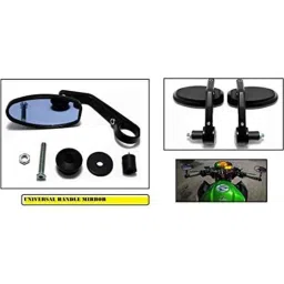 AOW Handle Bar End Side Mirror Rear View Ovel Mirror for Hero Splendor iSmart (Set of 2)-30