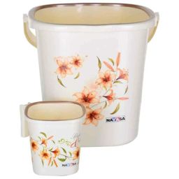 Nayasa 2 Pcs 25L Plastic Off White Bucket &a; 1.5L Mug Set-image-24