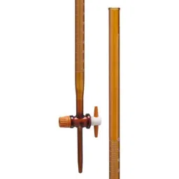 ABGIL 2ml Borosilicate Glass Amber Burette with Straight Bore PTFE Plug Stopcock, ABG956-12