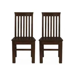 Angel Furniture 2 Pcs 39x18x18 inch Walnut Semi Glossy Finish Wood Sitting Chair Set, AC-20-image-58