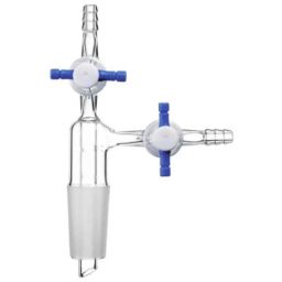 ABGIL B-19 Borosilicate 3.3 Glass Vacuum Flow Control Adapter with PTFE Stopcock &a; Two Hose Connection, ABG347-16