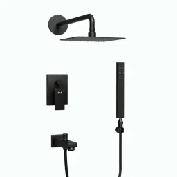 ZAP Elixir 5632 3 Pcs Brass Black Coated Divertor, Hand Shower &a; Shower Head Set-99