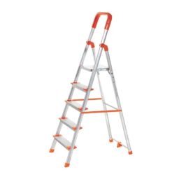Houza 250kg 5 Steps Orange Aluminium Foldable Ladder, AQUA-LAD-05-8