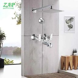 ZAP BRE3 Brass 3 In 1 Wall Mixer with Overhead Shower System Set image 4