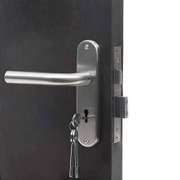 Handle Waala MG-1106 8 inch Stainless Steel Silver Round Ky Plate Mortise Door Lock Set-image-84