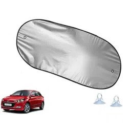 Auto Pearl Polyester Black &a; Silver Rear Window Sun Shade Curtain with Storage Pouch for Hyundai i20 Elite 2014-2017-picture-1